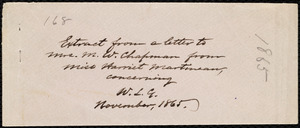 Letter from Maria Weston Chapman, 20 Chauncy St[reet], [Boston, Mass.], to William Lloyd Garrison, Nov. 30th, 1865