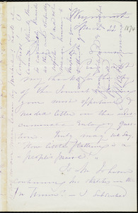 Letter from Maria Weston Chapman, Weymouth, [Mass.], to William Lloyd Garrison, March 22, [1874]