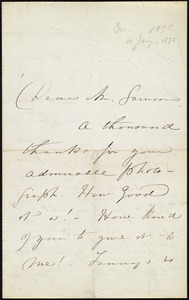 Letter from Maria Weston Chapman to William Lloyd Garrison, [Dec. 1875?]