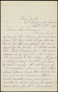 Letter from Maria Weston Chapman, 30 Washington Square, New York, [NY], to William Lloyd Garrison, Sept. 8th, 1876