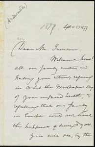Letter from Maria Weston Chapman to William Lloyd Garrison, [Sept. 11?, 1877]