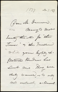 Letter from Maria Weston Chapman, Weymouth, [Mass.], to William Lloyd Garrison, Nov. 7th, 1877