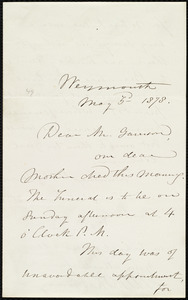 Letter from Maria Weston Chapman, Weymouth, [Mass.], to William Lloyd Garrison, May 3'd, 1878