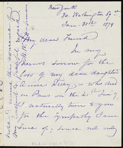 Letter from Maria Weston Chapman, 30 Washington Squ., New York, [NY], Jan. 31st, 1879