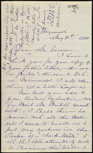 Letter from Maria Weston Chapman, Weymouth, [Mass.], to Francis Jackson Garrison, May 31st, 1880