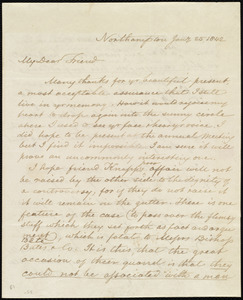 Letter from David Lee Child, Northampton, [Mass.], to Caroline Weston, Jan'y 25, 1842