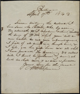 Letter from Maria Weston Chapman, Boston, [Mass.], to David Lee Child, April 17th, 1843