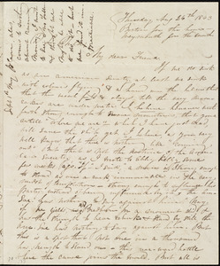Letter from Maria Weston Chapman, Boston for the hour--Weymouth for the month, to David Lee Child, Thursday, Aug. 24th, 1843