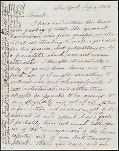 Letter from David Lee Child, New York, to Maria Weston Chapman, Sep. 4, 1843