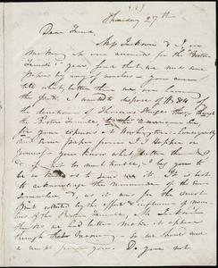 Letter from Maria Weston Chapman, [Boston, Mass.], to David Lee Child, Thursday, [Sept.] 27th, [1843]