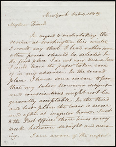 Letter from David Lee Child, New York, to Maria Weston Chapman, Oct. 4, 1843