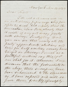 Letter from David Lee Child, New York, to Maria Weston Chapman, Nov. 14, 1843