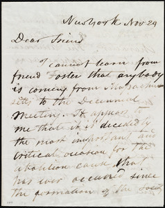 Letter from David Lee Child, New York, to Maria Weston Chapman, Nov. 29, [1843]