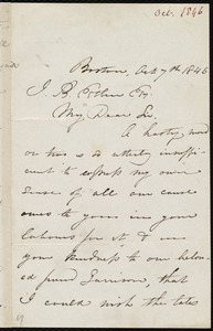 Letter from Maria Weston Chapman, Boston, [Mass.], to John Bishop Estlin, Oct. 7th, 1846