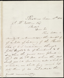 Letter from Maria Weston Chapman, Boston, [Mass.], to John Bishop Estlin, Nov. 16th, 1846