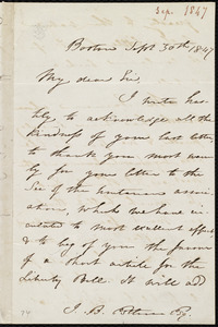 Letter from Maria Weston Chapman, [6 Chauncy Place], Boston, [Mass.], to John Bishop Estlin, Sept. 30th, 1847