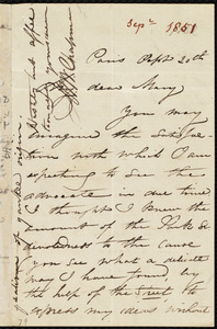 Letter from Maria Weston Chapman, Paris, [France], to Mary Anne Estlin, Sept. 20th, [1852?]