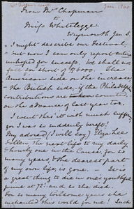Letter from Maria Weston Chapman, Weymouth, [Mass.], to Rebecca Whitelegge, Jan. 5, [1861]