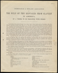 Report from the Birmingham & Midland Association for the Help of the Refugees from Slavery in America, [Birmingham, England], to Maria Weston Chapman, [June 1864]