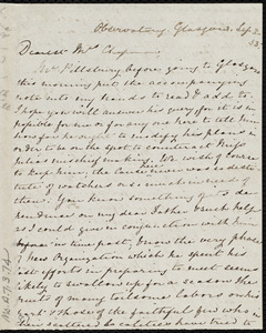 Letter from Mary Anne Estlin, Observatory, Glasgow, [Scotland], to Maria Weston Chapman, Sep[tember] 3, [18]53