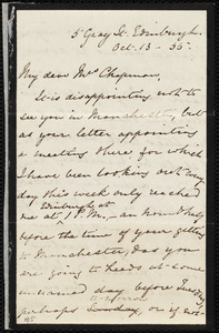 Letter from Mary Anne Estlin, 5 Gray St., Edinburgh, [Scotland], to Maria Weston Chapman, Oct. 13, 1855