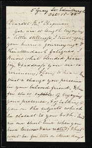 Letter from Mary Anne Estlin, 5 Gray St., Edinburgh, [Scotland], to Maria Weston Chapman, Oct. 18, 1855