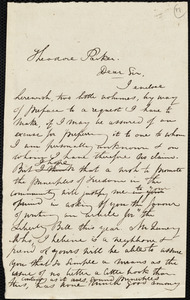 Letter from Maria Weston Chapman to Theodore Parker, [not after 1843?]