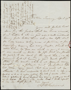 Letter from Maria Weston Chapman, Boston, [Mass.], to Deborah Weston, Tuesday, April 19th, [1842?]