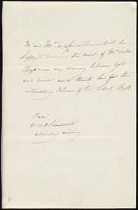 Letter from Alphonse de Lamartine, 80 rue de l'universite, Paris, [France], to Maria Weston Chapman, Wednesday morning, [March? 1841?]