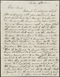 Letter from Maria Weston Chapman to Anne Warren Weston, Saturday afternoon, [1842?]