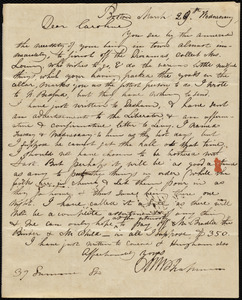 Letter from Maria Weston Chapman, 39 Summer Street, Boston, [Mass.], to Caroline Weston, March 29th, [1843], Wednesday