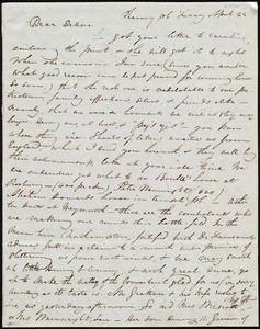 Letter from Maria Weston Chapman, Chauncy pl[ace], [Boston, Mass.], to Deborah Weston, Friday, April 22, [1841?]