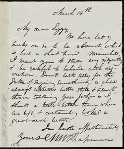 Letter from Maria Weston Chapman, [Cap Haitien, Haiti], to Elizabeth Bates Chapman Laugel, March 14th, [1841?]