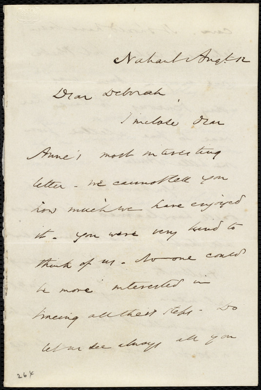 Letter from Ann Terry Greene Phillips, Nahant, [Mass.], to Deborah ...