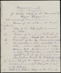 Memoranda from Maria Weston Chapman, [Not before 1876 June 27]