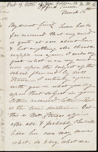 Incomplete letter from Eliza Lee Cabot Follen, Oxford Terrace, to Maria Weston Chapman, March 12th, [1853?]