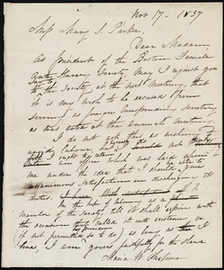 Draft of letter from Maria Weston Chapman to Mary S. Parker, Nov. 17, 1837