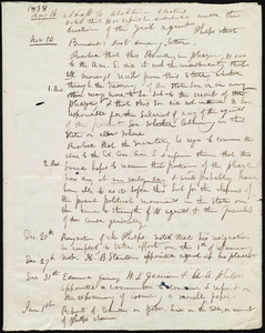 Notes regarding the Massachusetts Anti-Slavery Society meetings by Maria Weston Chapman, [Boston, Mass.], [Aug. 16, 1838 to May 20, 1839]