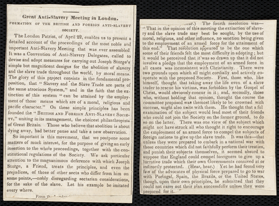 Notes Regarding The Massachusetts Anti-Slavery Society Meetings By ...