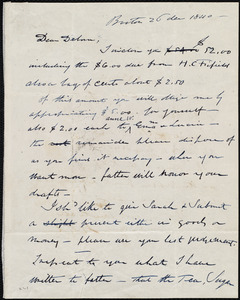 Letter from Henry Grafton Chapman, Boston, [Mass.], to Deborah Weston, 26 dec. 1840