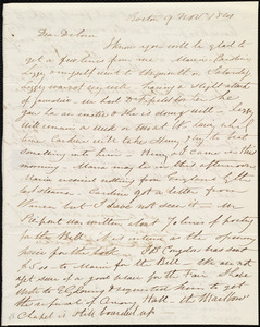 Letter from Henry Grafton Chapman, Boston, [Mass.], to Deborah Weston, 9 Nov. 1841