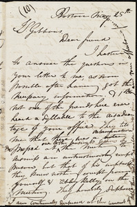 Draft of letter from Maria Weston Chapman, Boston, [Mass.], to James Sloan Gibbons, May 25th, [1843]