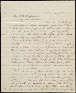 Letter from Paulina Wright Davis, Utica, [NY], to Maria Weston Chapman, Aug. 29, 1843
