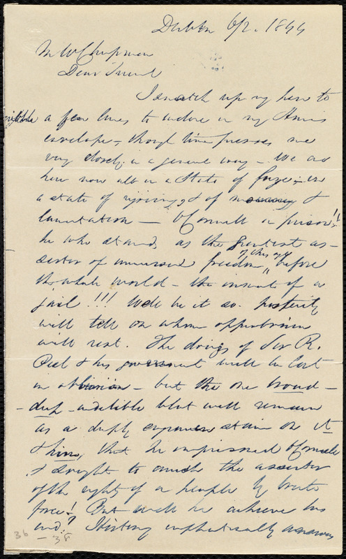 Letter from Richard Allen, Dublin, [Ireland], to Maria Weston Chapman ...