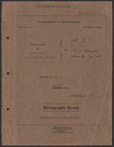 Sacco-Vanzetti Case Records, 1920-1928. Transcripts. Affidavits offered by the defendants and the Commonwealth, September 13, 1926. Box 36, Folder 1, Harvard Law School Library, Historical & Special Collections