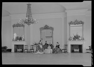 Hamilton Hall, Chestnut Street, Salem: interior, three pretty girls