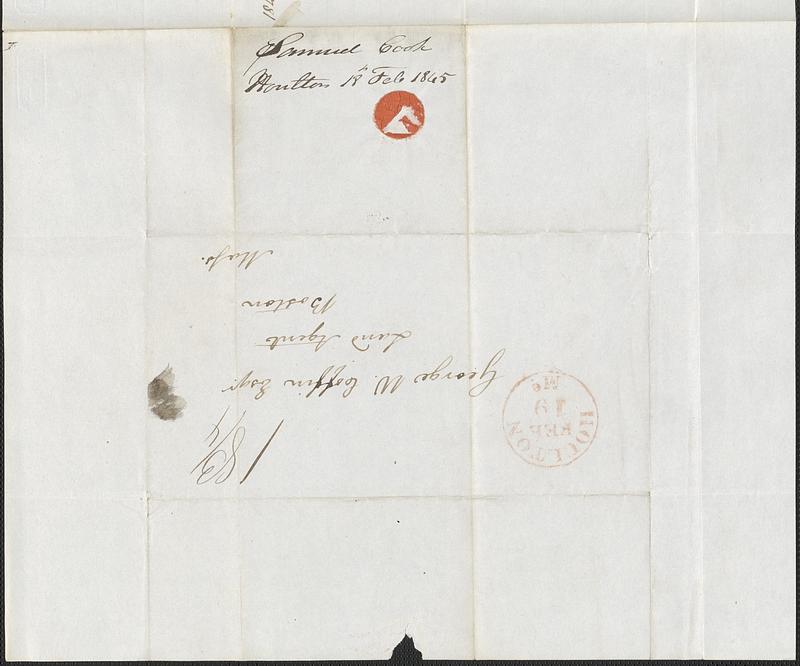 Samuel Cook to George Coffin, 18 February 1845 - Digital Commonwealth