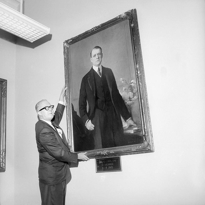 Sylvia at Governor David L. Walsh painting, State House, Boston