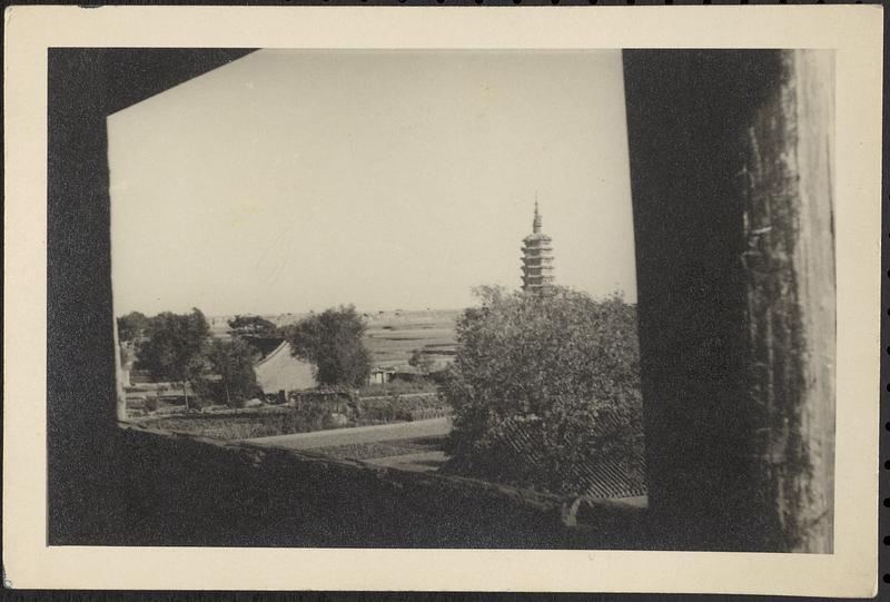 Pagoda seen through window