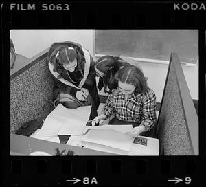 Suffolk University: Students confer in class, downtown Boston, Beacon Hill